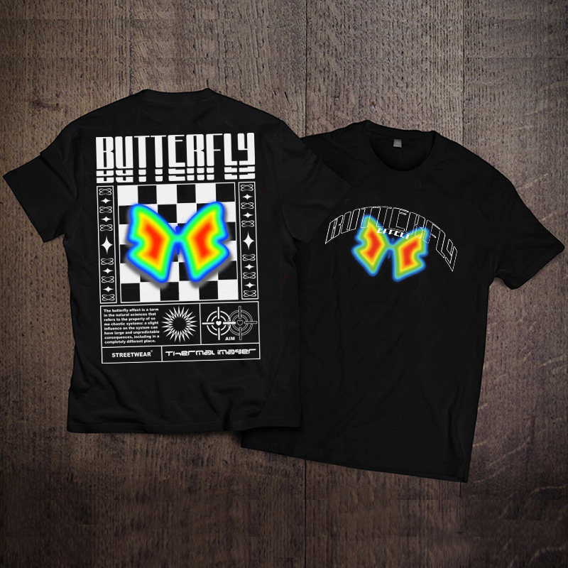 Streetwear Brand With Butterfly - Kaos Pria Lengan Pendek Steampunk Butterfly